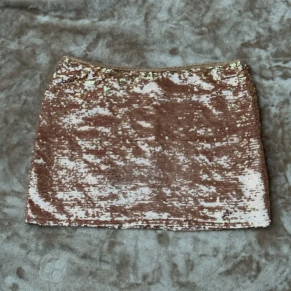 True Sequence MINI Skirt Size Small champaigne coloring Vintage 21 - Picture 2 of 11